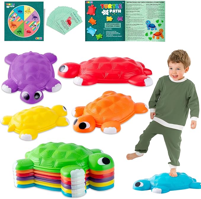 Turtle Balance Stepping Stones, 6 Pcs Kids Turtle Jumping Stones Steps Stones Up to 265 Ibs, Toddler Obstacle Course Coordination Game Toys for Ages 3 Years and UP Indoor or Outdoor Play