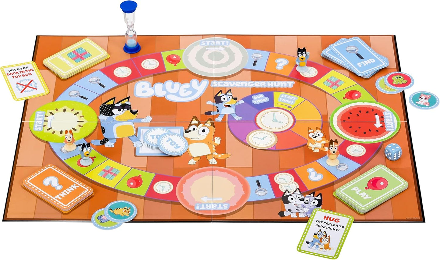 Bluey Scavenger Hunt Board Game, Cooperative Play with 4 Exclusive Mini-Figures