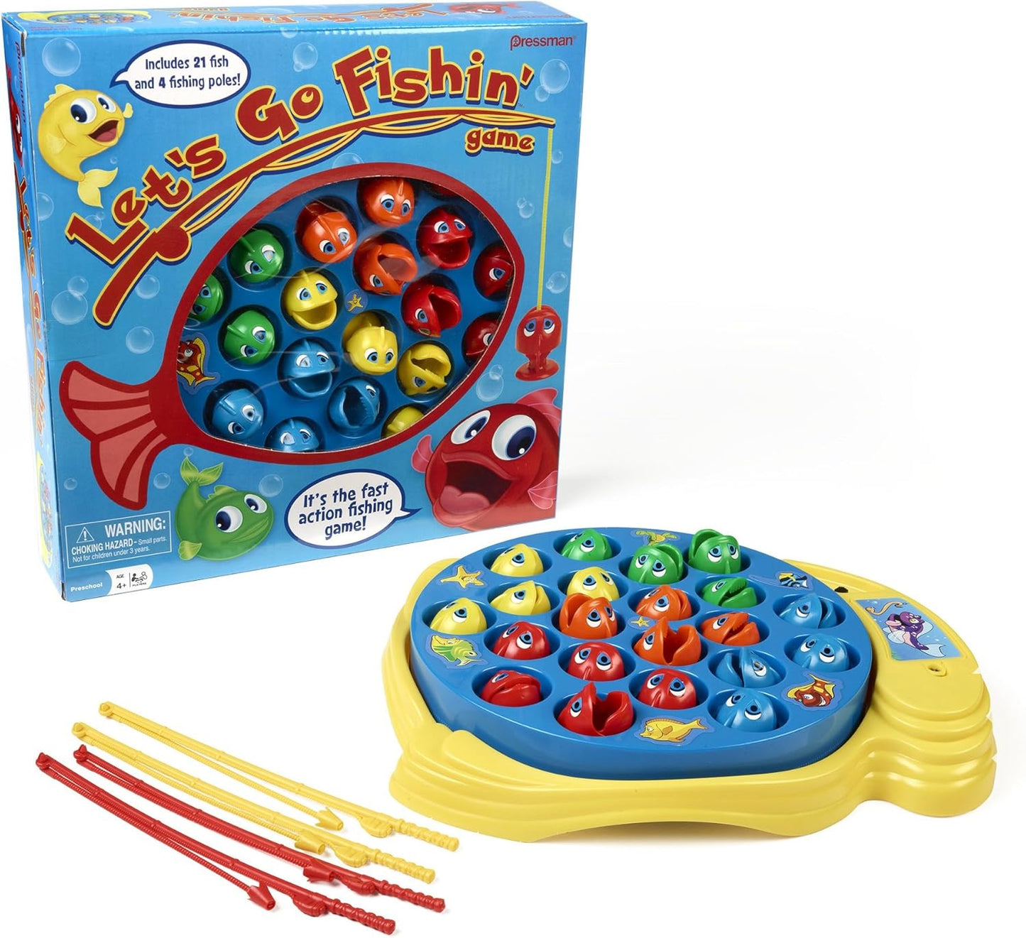 Let's Go Fishin' Game by Pressman - The Original Fast-Action Fishing Game!, 1-4 players