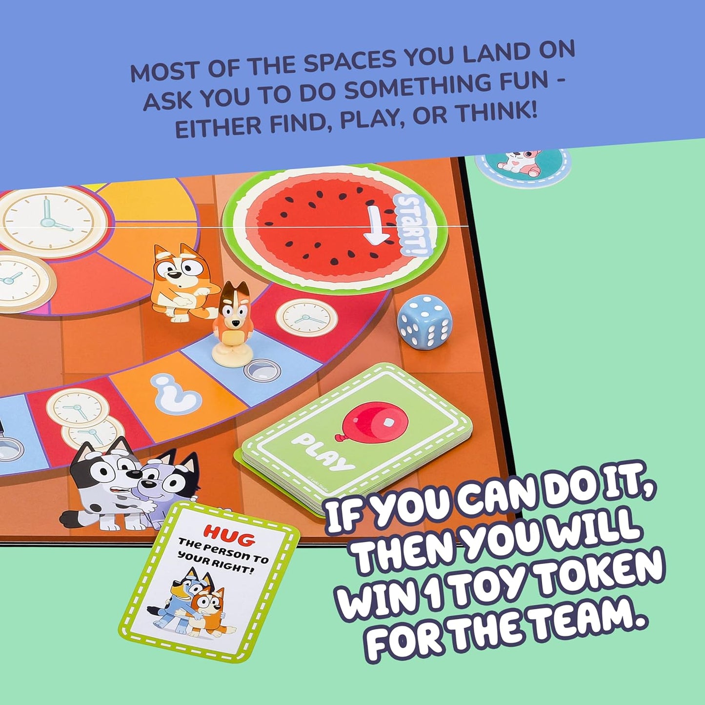 Bluey Scavenger Hunt Board Game, Cooperative Play with 4 Exclusive Mini-Figures