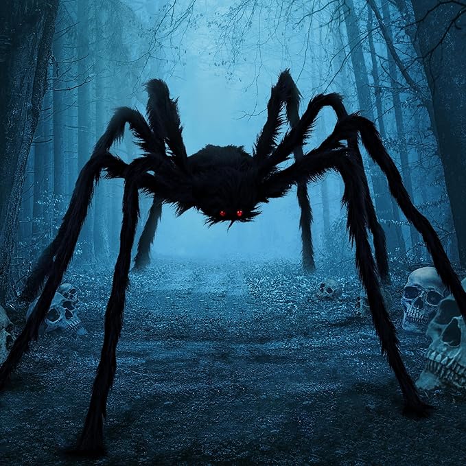 6.5ft Halloween Spider Outdoor Decorations, Scary Giant Large Spider Props for Halloween Outside Decor, Indoor Party Supplies and Yard Lawn Decoration, Black