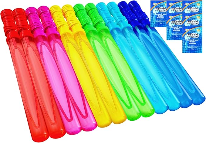 14.6’’ Big Bubble Wands for Kids, 6 PCS Bubble Wand with Refill Solution for Summer Toy Party Favor, Outdoors Toy Activity, Easter Basket Stuffers, Birthday Gift