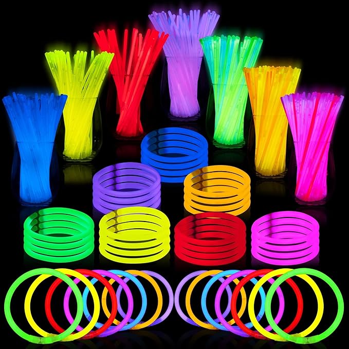 1000 Pcs 8" Glowsticks, Halloween Supplies Pack, Bracelets Necklaces, Glow in the Dark Party Favors, Easter, Christmas, Football Party Supplies