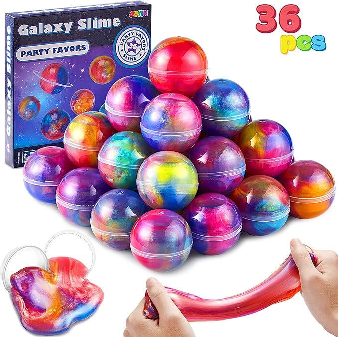 Slime Party Favors, 36 Pack Galaxy Slime Ball - Stretchy, Non-Sticky, Mess-Free, Stress Relief, and Safe - Toys for Girls and Boys - Classroom Reward, Party Supplies