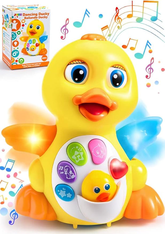 Baby Toys Duck, Infant Dancing Crawling Musical Toys 18+ Months, Tummy Time Light Up Learning Duck with Music & Lights, Baby Easter Basket Stuffers Gifts
