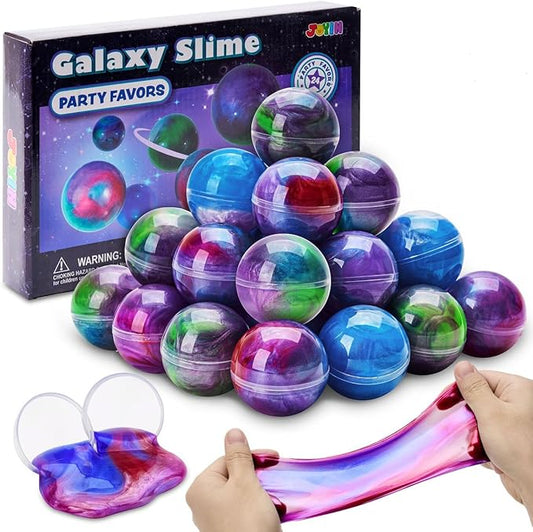 Slime Party Favors, 24 Pack Galaxy Slime Ball - Stretchy, Non-Sticky, Mess-Free, Stress Relief, and Safe - Toys for Girls and Boys - Classroom Reward, Party Supplies