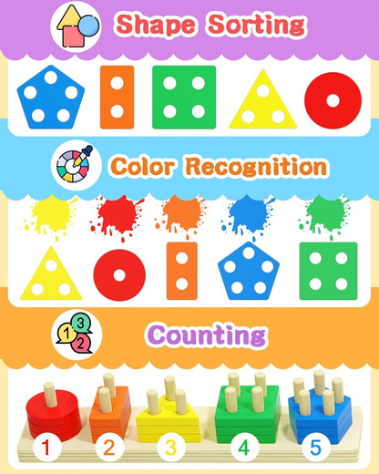 Montessori Toys for 1 2 3 Year Old Boy Girl, Toys for Ages 2-4 Toddlers Kids