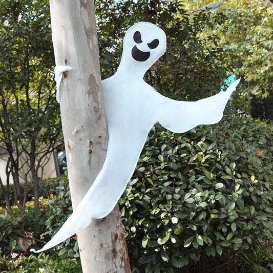 53” Halloween Bendable Tree Wrap Ghost Decoration for Halloween Outdoor, Lawn, Tree, Pillar Decorations, Ghost Party Supplies