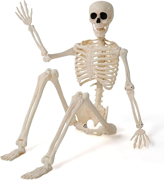 36" Halloween Skeleton Decor, 3FT Full Body Stayable Movable Joints, Posable Hanging Skeletons for Halloween Decoration, Yard, Graveyard, Haunted House Props, Spooky Scene Party Favor