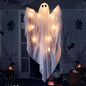 Halloween Hanging Light up Ghost with Spooky Warm White LED Light, 47” Halloween Hanging Decoration White Ghosts for Front Yard Patio Lawn Garden Party Decor Indoor Outdoor