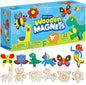 12 Wooden Magnet Creativity Arts & Crafts Painting Kit for Kids, Decorate Your Own Painting Gift for Easter Basket Stuffers, Birthday Parties and Family Crafts, Party Favors for Boys Girls