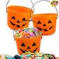 6PCS Halloween Trick or Treat Pumpkin Bucket, Jack O Lantern Candy Basket and Buckets for Trick or Treating, Orange Halloween Pails with Handle for Kids Party Favors Supplies Props