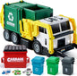 Large Friction Powered Garbage Truck Toy Set, Includes Dumpster, Trash Bins, and Learning Cards for Kids, Boy Toys Birthday Gift for Boys Girls Kids Toddler Gift for Christmas