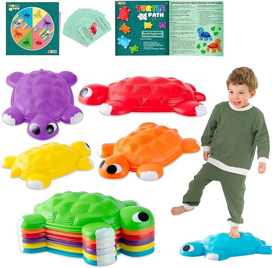 Turtle Balance Stepping Stones, 6 Pcs Kids Turtle Jumping Stones Steps Stones Up to 265 Ibs, Toddler Obstacle Course Coordination Game Toys for Ages 3 Years and UP Indoor or Outdoor Play