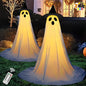 2 Packs 47'' Halloween Decorations Outdoor Standing Ghost, Light Up Spooky Ghost with Witch Hat & Remote Control, Glowing Halloween Decor for Yard Porch Lawn Garden Party Supplies Haunted House