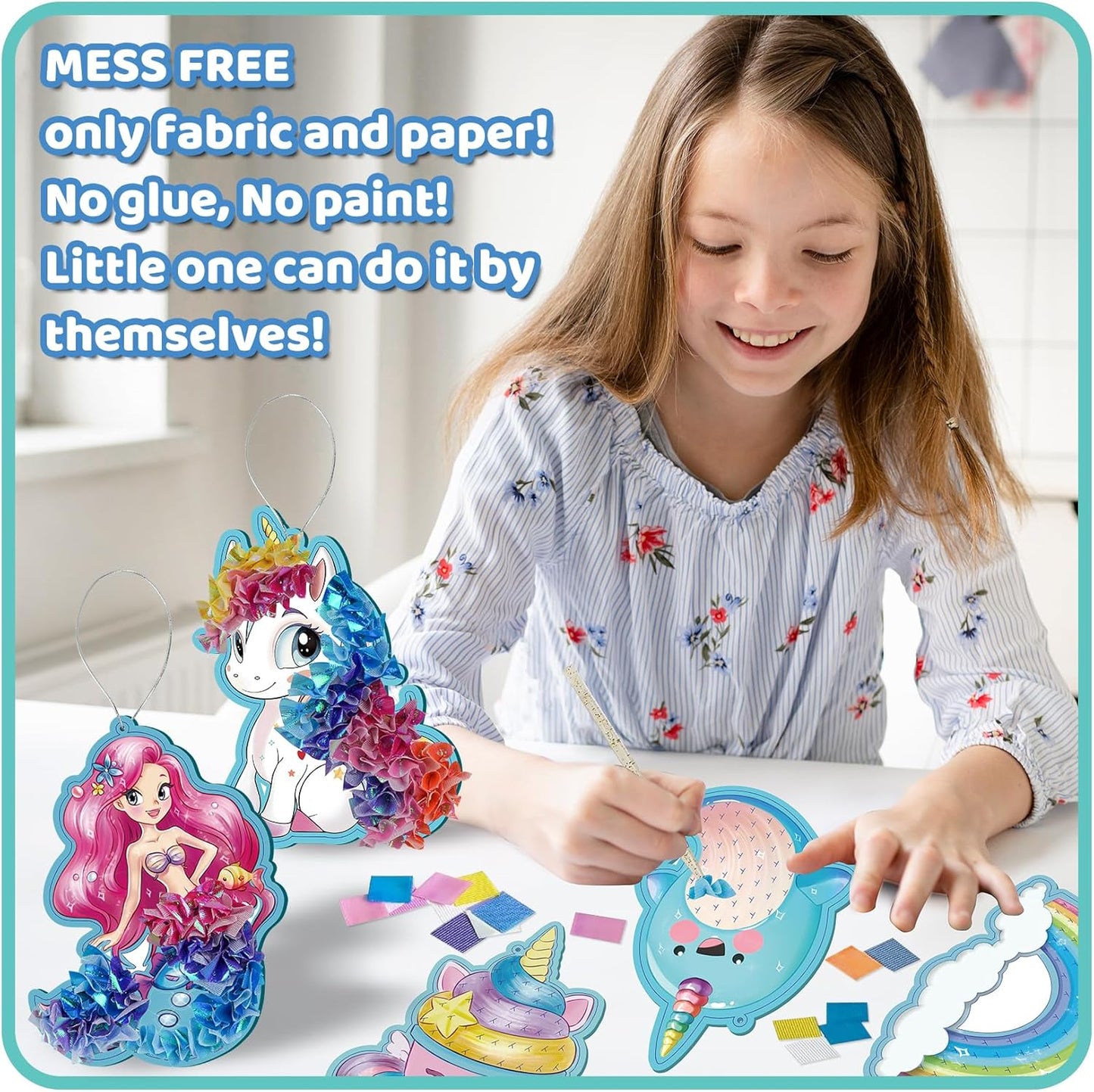 8 Packs Poke in Crafts Art Kits for Girl, Unicorn Mermaid Mess Free Kids' Paper