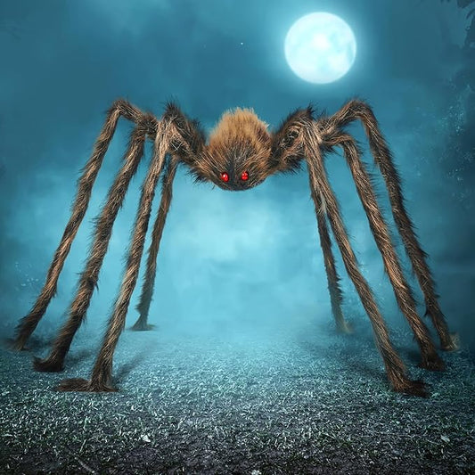 5ft Halloween Spider Outdoor Decorations, Scary Giant Large Spider Props for Halloween Outside Decor, Indoor Party Supplies and Yard Lawn Decoration, Brown
