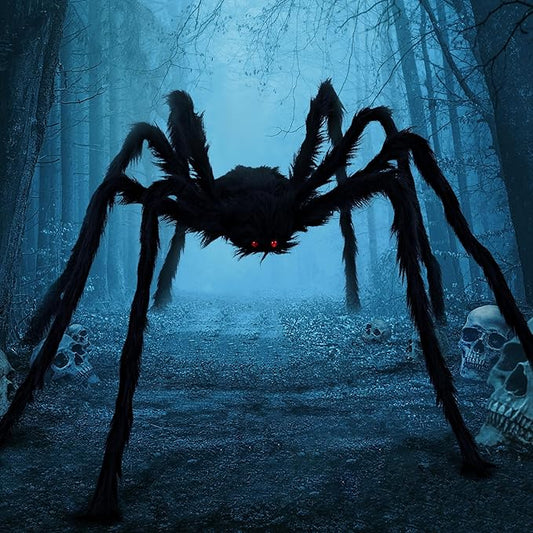 6.5ft Halloween Spider Outdoor Decorations, Scary Giant Large Spider Props for Halloween Outside Decor, Indoor Party Supplies and Yard Lawn Decoration, Black