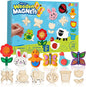 12 Wooden Magnet Creativity Arts & Crafts Painting Kit for Kids, Decorate Your Own Painting Gift for Halloween Crafts, Birthday Parties and Family Crafts, Party Favors for Boys Girls