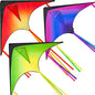 Large Delta Kite Red, Green and Purple, Easy to Fly Huge for Kids and Adults with 262.5ft String, Large Delta Beach Kite for Outdoor Games and Activities