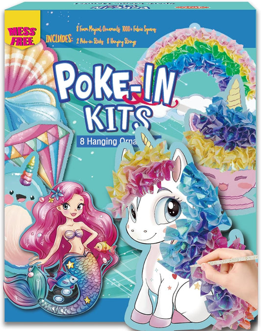8 Packs Poke in Crafts Art Kits for Girl, Unicorn Mermaid Mess Free Kids' Paper