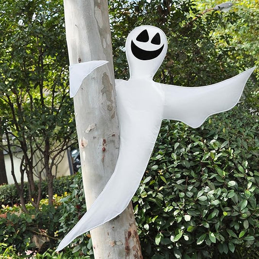 Halloween Tree Wrap Ghost Decoration Outdoor, Smiling Hanging Ghost Decorations for Halloween Lawn, Tree Decor, Party Supplies