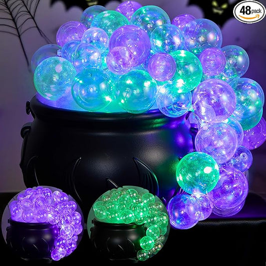 Cauldron Halloween Decoration Indoor, Color Changeable 8 Glow Modes, LED Light Up Bubbling Witch Cauldron Pot DIY Set, Black Plastic Cauldrons Bowl for Halloween Party Favor Supply, Home Decor