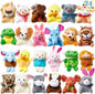 24 Pack Mini Animal Plush Toy Assortment, Animals Keychain Decoration for Kids, Small Stuffed Animal Bulk for Kids, Carnival Prizes, School Gifts, Halloween Goodie Bags