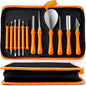 12 Pcs Halloween Pumpkin Carving Kit Tools, Professional Carving Set with Handbag, 12 Stainless Steel Double-sided Sculpting Tool for Kids DIY Jack-o-Lantern Party Decor Family Craft Supplies