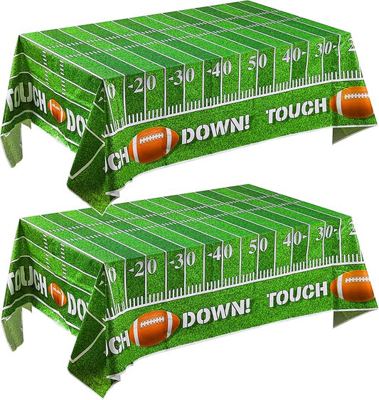 2 PCS Football Table Cover (54'*72") for Football Party Touchdown Tablecloth, Game Day Tailgate Table Cover Plastic Party Supplies