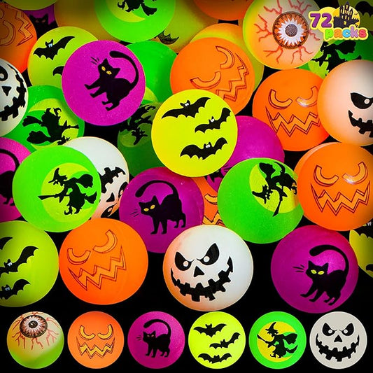 72 PCS Halloween Bouncy Balls, Glow in The Dark Bouncing Balls Eyeballs for Halloween Party favors Decorations, Halloween goodie bag fillers, Trick or Treating School Classroom Game Prizes