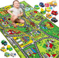 Carpet Playmat w/ 12 Cars Pull-Back Vehicle Set for Kids Age 3+, Jumbo Play Room Rug, City Pretend Play Multiple Color