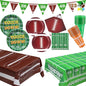 123 Pcs Football Party Supplies Kit Serve 24, Football Party Decorations includes Dinner Plates, Napkins, Banner, Cups & Touchdown Tablecloths for Football Game Day Party Tableware
